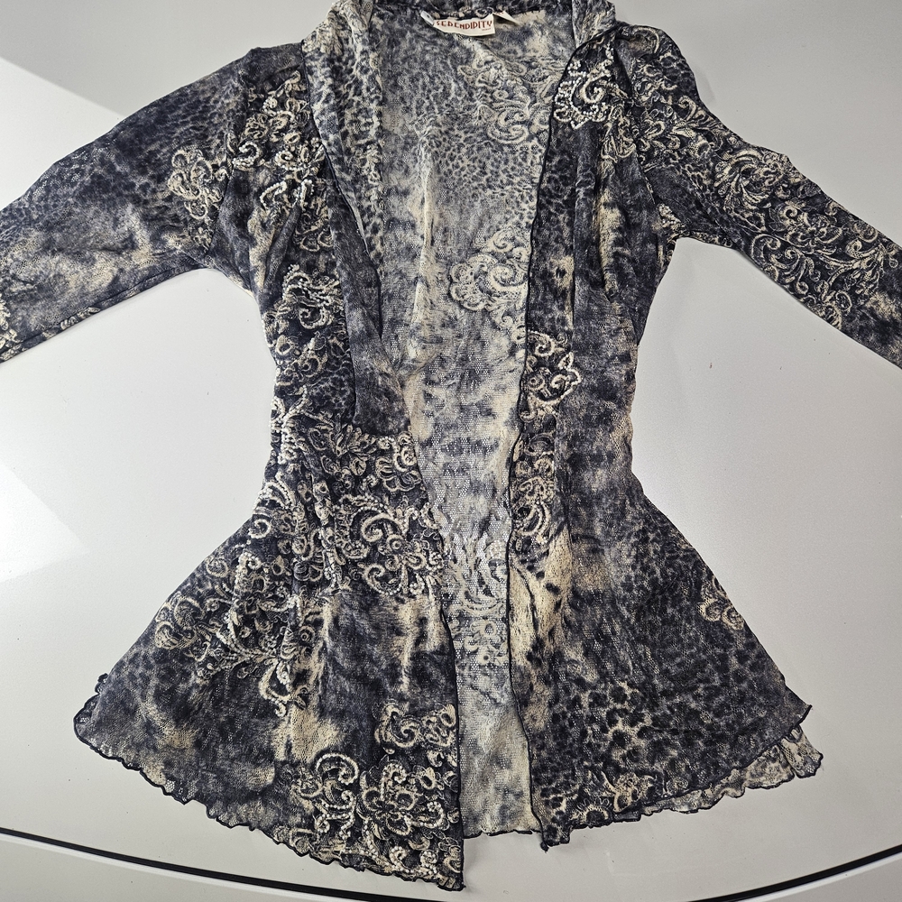 Elegant Black and Gray Long Sleeve Top